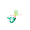 3d rendered mermaid cartoon character isolated on white