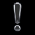3D Rendered Metallic Exclamation Point on Isolated Transparent Background. Royalty Free Stock Photo