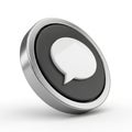 3D Rendered Metallic Speech Bubble Icon on White Background message communication Royalty Free Stock Photo