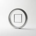 A3D rendered metallic silver stop button icon with a square inside a circle symbol Royalty Free Stock Photo