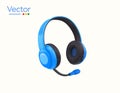 3d rendered minimal modern headphone with microphone icon, isolated on white background. 3d chat, computer communication