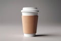 Ai Generative Paper coffee cup mockup on grey background. 3d rendering