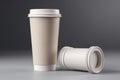 Ai Generative Paper coffee cup mockup on grey background. 3d rendering