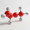 3D Model of Ethanol Molecule with Red Oxygen and White Hydrogen Atoms chemical chemistry Royalty Free Stock Photo