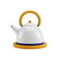 3d rendered modern tea kettle with yellow handle and base Royalty Free Stock Photo
