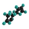 3D Molecular Model of Propane with Black Carbon and Teal Hydrogen Atoms molecule chemical Royalty Free Stock Photo