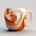 3d Printed Orange Swirl Mug With Realistic Details