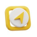 3D Yellow Navigation Pin Icon Inside a Rounded Square Frame on a White Background location Royalty Free Stock Photo