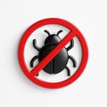 3d rendered no bug sign icon conceptually illustrating error prevention and software debugging with modern design Royalty Free Stock Photo