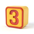 3D number block icon isolated on white background