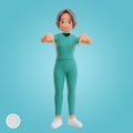 3d rendered nurse pointing down