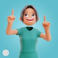 3d rendered nurse pointing up