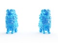 An abstract blue lion statue