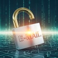 Open E-Mail Lock and Data Breach Concept Royalty Free Stock Photo