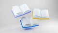 3d rendered opened blank books with colorful cover, cute and minimal style, isolated on white background. 3d rendering Royalty Free Stock Photo