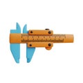 3D Rendered Orange and Blue Caliper Tool with Measurement Markings on White Background precision Royalty Free Stock Photo