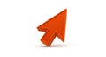 3D Rendered Orange Computer Mouse Cursor Arrow Icon on White Background Royalty Free Stock Photo