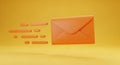 Orange Envelope Icon with Motion Blur Trails on Yellow Background mail email Royalty Free Stock Photo