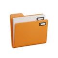 3d rendered orange folder with documents Royalty Free Stock Photo