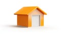 Orange House Model with Garage Door: A Simple 3D Render Royalty Free Stock Photo