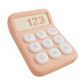 3D Rendered Peach Colored Calculator with Light Yellow Screen and White Buttons math mathematics Royalty Free Stock Photo