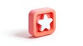 3D Render of a Coral Square with White Star Icon Royalty Free Stock Photo