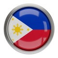 3D Rendered Philippine Flag Emblem with Metallic Silver Border on White Background Philippines Royalty Free Stock Photo