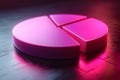 3D Pink Pie Chart on Reflective Surface - Business Analytics and Data Visualization Concept Generative AI Royalty Free Stock Photo