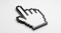 3D Rendered Pixelated Cursor Hand Icon in Black on White Background mouse pointer pixel art Royalty Free Stock Photo