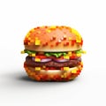 3d Rendered Pixellated Hamburger: Layered Imagery With Subtle Irony