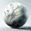 3d Rendered Planet Among Boulders: Dark White And Light Aquamarine