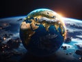 3D-rendered Planet earth in night from outer space photo