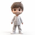 3d Render Plastic Cartoon Of Oliver In Pajamas