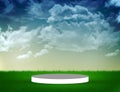 3D Rendered Podium in a Green Environment Abstract backdrop Concept. Modern Pastel background copy space Royalty Free Stock Photo