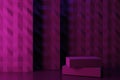 3D rendered podium for product showcase with pink polygonal mosaic background