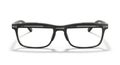 A sleek modern pair of black rectangular eyeglasses with clear lenses and thin curved arms isolated on a clean white background as Royalty Free Stock Photo