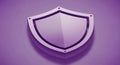 A3D rendered purple shield emblem with a metallic silver border and rivets on a solid purple background. Keywords Royalty Free Stock Photo