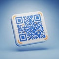 A3D rendered QR code with blue and orange accents on a light blue background QR code Royalty Free Stock Photo