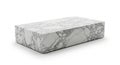 A 3D rendered rectangular box with white marble texture featuring glossy surface and symmetrical black veins against plain white Royalty Free Stock Photo