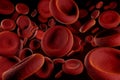 3D rendered, red blood cells flowing through vein. Royalty Free Stock Photo