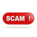 Red Button with SCAM Text and Exclamation Mark on White Background scam warning Royalty Free Stock Photo