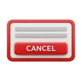 3D Rendered Red Cancel Button with White Text on a Stylized Interface Element image Royalty Free Stock Photo