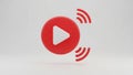 3D Red Play Button Icon with Streaming Waves on White Background video live Royalty Free Stock Photo