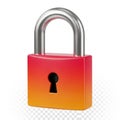 3D Rendered Red and Orange Gradient Padlock Icon with Silver Shackle on a Transparent Background Royalty Free Stock Photo