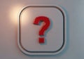 A 3D-rendered red question mark is centered on a gray square with rounded edges. Royalty Free Stock Photo