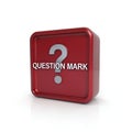 3D render red square glossy question mark icon isolated on white background