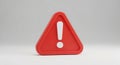 3D Rendered Red Warning Triangle Exclamation Mark Symbol Isolated on White alert attention Royalty Free Stock Photo