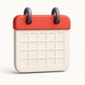 3D Rendered Red And White Calendar Icon date schedule Royalty Free Stock Photo