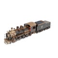 3d rendered rusty locomotive against a white background