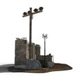 3D rendered scale model of a warzone border